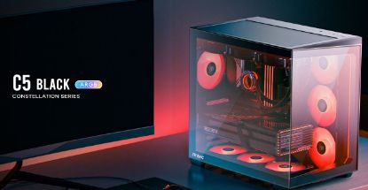 Picture of Antec C5 ARGB ATX, mATX Seamless Edge to Edge, Black, 270 degrees, 7x ARGB + PWM Controller, 5090 Back Connect, USB-C, Dual Chamber Gaming Case