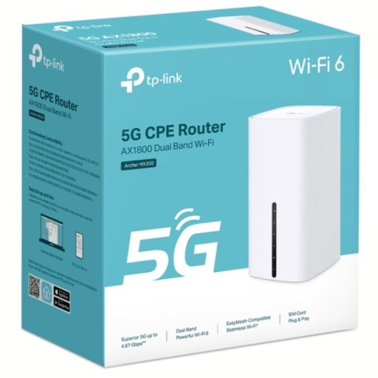 Picture of TP-Link Archer NX200 5G AX1800 Wireless Dual-Band Gigabit Router, 1201 Mbps at 5 GHz + 574 Mbps at 2.4 GHz, 5G NR 4.67Gbps/1.25Gbps, LTE support Cat 1