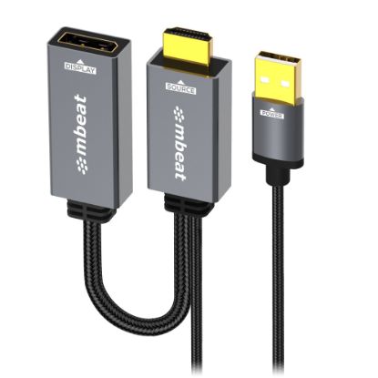 Picture of mbeat Tough Link HDMI to DisplayPort Adapter with USB Power  Seamless Signal Transfer  Plug-and-Play Convenience Cable Length: 15cm Package Weight: 63