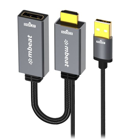 Picture of mbeat Tough Link HDMI to DisplayPort Adapter with USB Power  Seamless Signal Transfer  Plug-and-Play Convenience Cable Length: 15cm Package Weight: 63