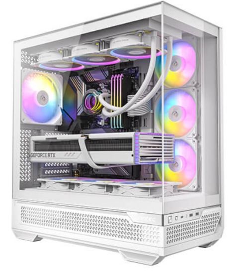 Picture of Antec C7-ARGB ATX,E-ATX Panoramic 270 View, USB-C, 4x ARGB PWM Fans. Side Radiator. RTX 5090, 9700x Back Connect MBs, Flip Door, White Case