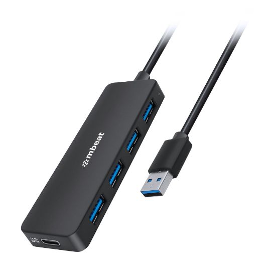 Picture of mbeat 4-Port USB 3.0 Hub with USB-C DC Port  Compact and Portable Design  Expandable Connectivity Data Transfer Speed: 5Gbps Weight: 32g