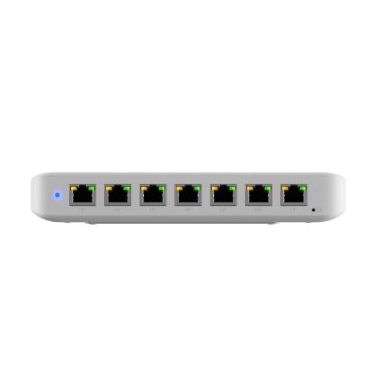 Picture of Ubiquiti Ultra 60W, Compact 8-port Layer 2 GbE PoE Switch, Versatile Mounting, 7 GbE PoE+ Output ports, 1 GbE Port, Includes PSU,