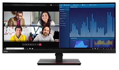 Picture of LENOVO ThinkVision P34W-20 34' 60Hz QHD IPS Monitor 4K 3440x1440 21:09 4ms Height Adjustable Tilt Swivel 100W PD HDMI DP LAN USB Speakers VESA 3yrs