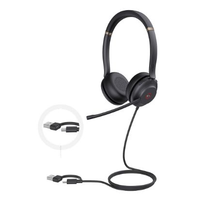 Picture of Yealink UH37 Dual MicrosoftTeams Certified USB Wired Headset USB-C/A PROFESSIONAL USB HEADSET Dual Noise-Cancelling, USB-C to USB-A adapter