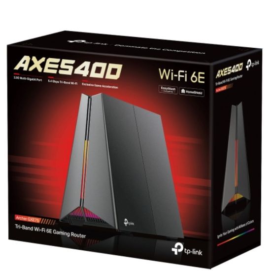 Picture of TP-Link Archer GXE75 AXE5400 Tri-Band Wi-Fi 6E Gaming Router, 574 Mbps at 2.4 GHz + 2402 Mbps at 5 GHz + 2402 Mbps at 6 GHz