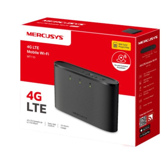 Picture of Mercusys MT110 150Mbps 4G LTE Modem, 150 Mbps at 2.4 GHz, 4G Cat4 150/50 Mbps, Build-In 2200 mAh Rechargeable Battery
