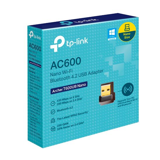 Picture of TP-Link Archer T600UB Nano AC600 Nano Wi-Fi Bluetooth USB Adapter, Up to 600Mbps speeds with 200Mbps @2.4GHz, 433Mbps@5GHz