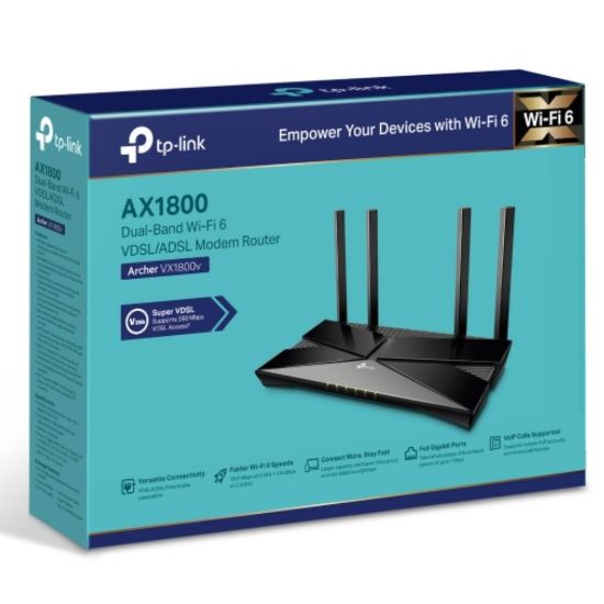 Picture of TP-Link Archer VX1800v AX1800 Dual-Band Wi-Fi 6 VDSL Modem Router With VoIP,  574 Mbps at 2.4 GHz + 1201 Mbps at 5 GHz
