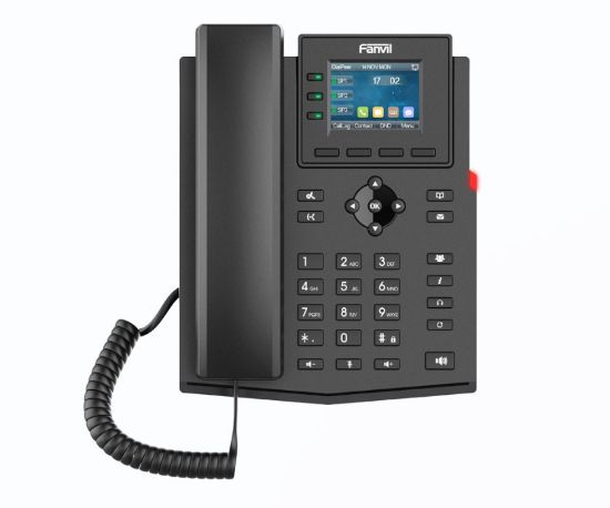 Picture of Fanvil X303W Enterprise IP Phone, 2.4-inch Color Screen, 4 SIP Lines, 6-party conferencing, HD audio, Built-in 2.4GHz & 5GHz Wi-Fi, External PS