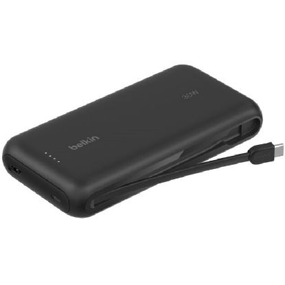 Picture of Belkin BoostCharge 20K mAh Power Bank With Integrated USB-C Cable - Black (BPB024FQBK), 30W, 2xUSB-C, 1x USB-A, CEW $2,500, Apple, 2 Years Warranty