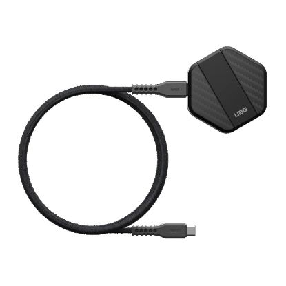 Picture of UAG Wireless Charging Pad with Stand - Black/Carbon Fiber(9B4410114042),Up to 15W Of Wireless Power,Detachable 4ft Braided USB-C Cable,1 Year Warranty