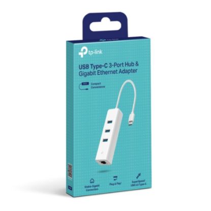 Picture of TP-Link UE330C USB 3.0 Type-C to Gigabit Ethernet Network Adapter with 3-Port USB 3.0 Type-A Hub