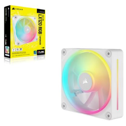 Picture of Corsair LX120 White, Single/ iCUE LINK LX120 RGB 120mm PWM Single Fan Expansion - White