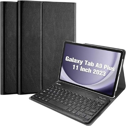 Picture of USP Samsung Galaxy Tab A9+ (11') Keyboard With Case Black - 3.0 ABS, Magnetic, PU Leather Covering, Front & Rear Facing Camera Holes