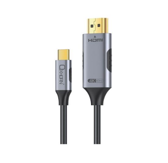 Picture of Oxhorn USB C to HDMI 2.0 3m cable 4K@60Hz Aluminum plugs black Support HDCP 1.4 HDCP 2.2 Thunderbolt 3/4 LPCM compatible Windows/Mac/Chromebooks