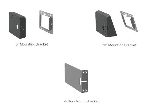 Picture of Yealink RoomPanel Mount Kits, Device Compatibility RoomPanel, 0° Mounting Bracket, 20° Mounting Bracket, Mullion Mount Bracket