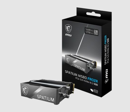Picture of MSI SPATIUM M580 PCIe 5.0 NVMe M.2 FROZR 2TB, 4GB LPDDR4, Sequential Read up to 14600MB/s, Sequential Write up to 12700MB/s, 1400 TBW, 5 Year Warranty