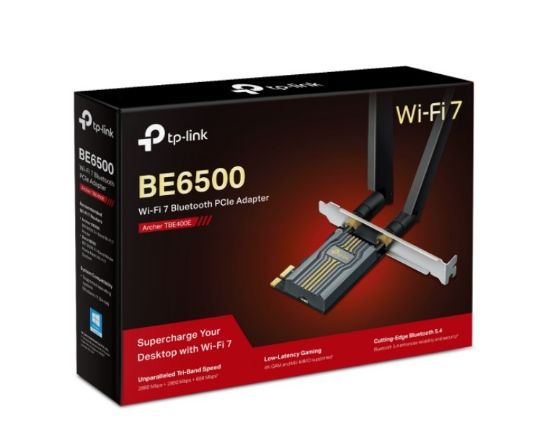 Picture of TP-Link Archer TBE400E BE6500 Wi-Fi 7 Bluetooth 5.4 PCIe Adapter,  6GHz@2882 Mbps, 5GHz@2882 Mbps, 2.4GHz@688 Mbps (wifi7) (NIC)