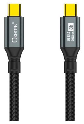 Picture of Oxhorn 2m USB-C to USB-C USB 3.2 Gen2 Braided 20Gbps 8K@60Hz 5A 20V 100W PD Fast Charging Video Cable for Laptop Phone Tablet Docking USB-C Devices