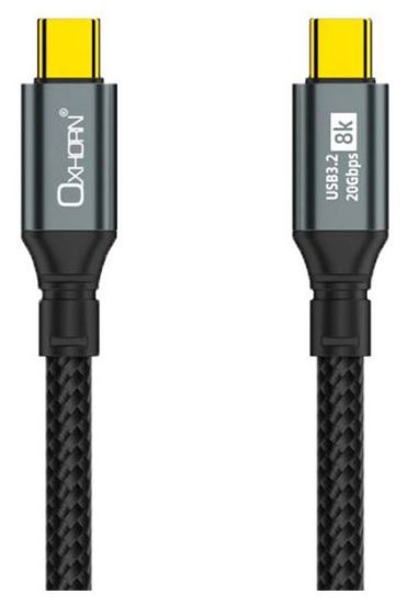 Picture of Oxhorn 2m USB-C to USB-C USB 3.2 Gen2 Braided 20Gbps 8K@60Hz 5A 20V 100W PD Fast Charging Video Cable for Laptop Phone Tablet Docking USB-C Devices