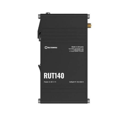 Picture of Teltonika RUT140 Industrial Ethernet Router, Wi-Fi 4, 1x3-Pin Power Connector, Integrated DIN rail bracket, Remote Management, PSU excluded