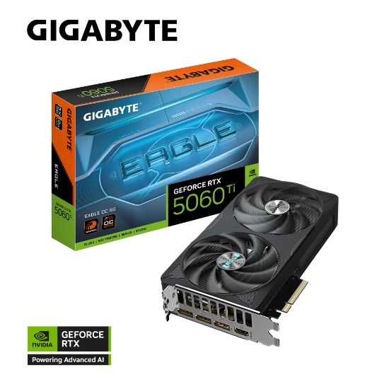 Picture of Gigabyte GeForce RTX™ 5060 Ti EAGLE OC 8G, 2617 MHz, CUDA TBD, 28 Gbps, GDDR7, 128 bit, PCI-E 5.0, PSU 650W, DisplayPort 2.1b *3 HDMI 2.1b *1