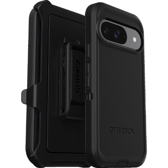 Picture of OtterBox Defender Google Pixel 9/Pixel 9 Pro (6.3') Case Black - (77-95590), DROP+ 5X Military Standard, Multi-Layer, Raised Edges, 7 Years Warranty