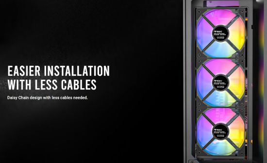 Picture of Antec Connect C120R Reverse Black ARGB 3PK Performance 120mm PWM Fan: 4-pin PWM | LED: 3-pin  Vibration Absorbing and Anti-Noise Pads case fan