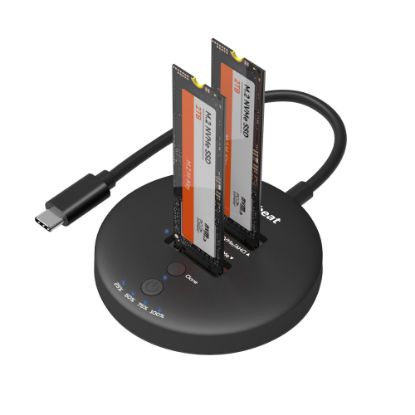 Picture of mbeat H3 USB 3.2 Gen2x2 20Gbps Dual M.2 NVMe SSD Dock with Clone Duplicator (Black) Clone Speed: Up to 15Gbps Product Weight (with Cable): 96g