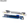Picture of Shuttle XPCs Add-On Cards includes a PCIe riser card with a Molex power cable and a power extender cable