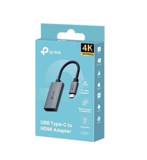 Picture of TP-Link UA520C USB Type-C to HDMI Adapter, 1× USB-C Connector，1× HDMI 4K 60Hz Port, Plug and Play, Fast Heat Dissipation, Flexible and Durable