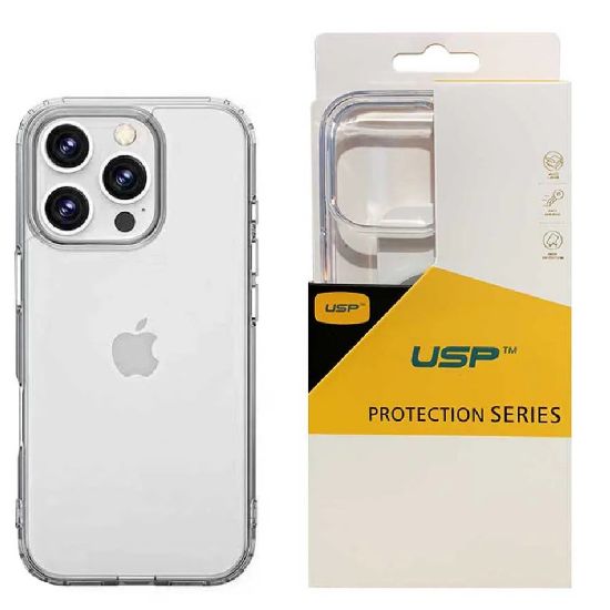 Picture of USP Apple iPhone 16 Pro Max (6.9') Clear Rock Shockproof Case - Ultra-Thin, Lightweight, Non-Slip, Multi-Layer, Strong And Durable Materials