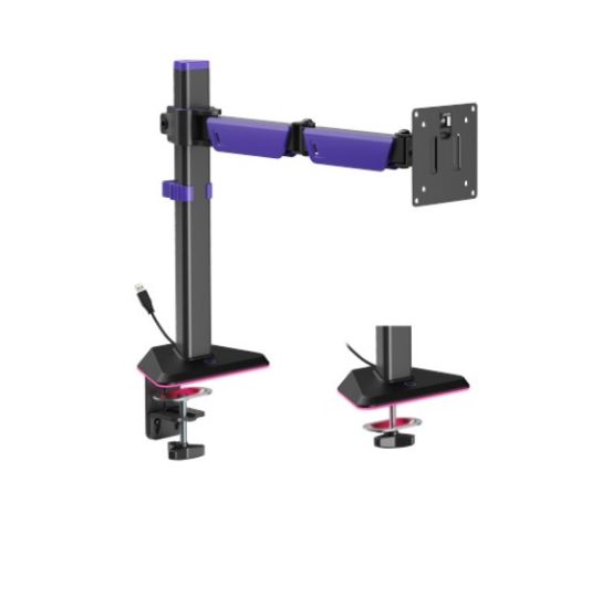 Picture of Brateck LDT89-C012L Articulating RGB Lighting Gaming Monitor Arm Matte Black, Fit Screen Size: 17'-40' Up to 12 KG