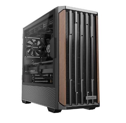 Picture of OKINOS Cypress P7 Genuine Walnut Wood Trim ATX, Type-C, Support 360mm Radiator on Top, 4 x 120mm PWM Fans, Black Stylish Premium Case