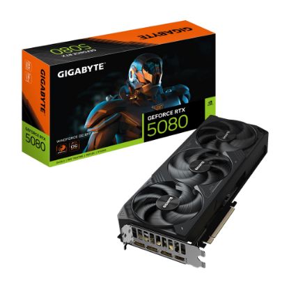 Picture of Gigabyte GeForce RTX™ 5080 WINDFORCE OC SFF 16G, 2670 MHz, CUDA 10752, GDDR7,  256 bit, PCI-E 5.0, PSU 850W, DisplayPort 2.1b x3 HDMI 2.1b x1