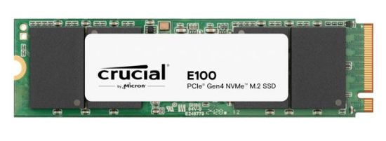 Picture of Crucial E100 480GB Gen4 NVMe SSD 4700/2500 MB/s R/W 60TBW 350K/460K IOPS 1.5M hrs MTTF M.2 2280 PCIe4 3yrs <500GB ~Crucial P3