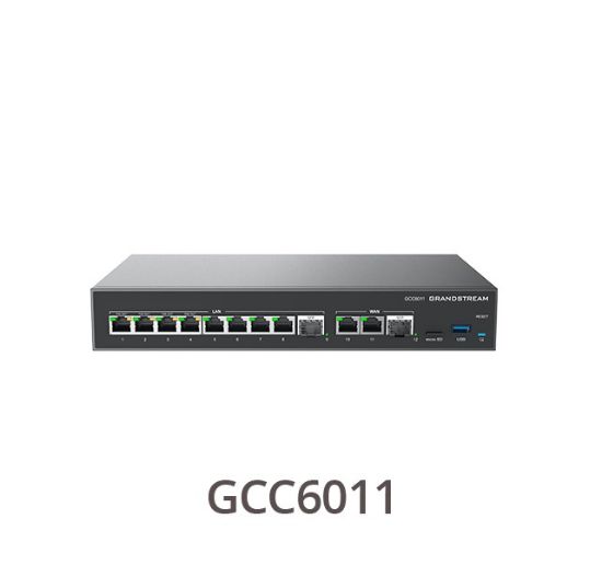 Picture of Grandstream GCC6011, 2 x 2.5 Gigabit SFP port and 10 x Gigabit Ethernet ports, Built-in IP PBX provides voice and video communications