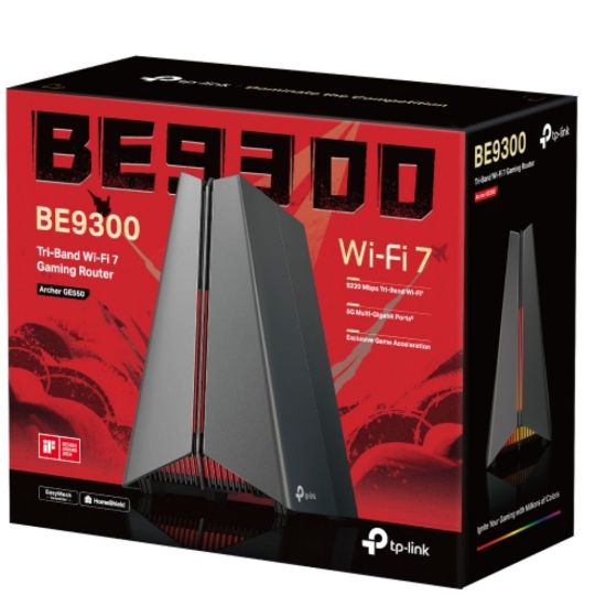 Picture of TP-Link Archer GE550 BE9300 Tri-Band Wi-Fi 7 Gaming Router (WIFI7) 574 Mbps at 2.4 GHz + 2882 Mbps at 5 GHz + 5764 Mbps at 6 GHz,  4× Internal Antenna