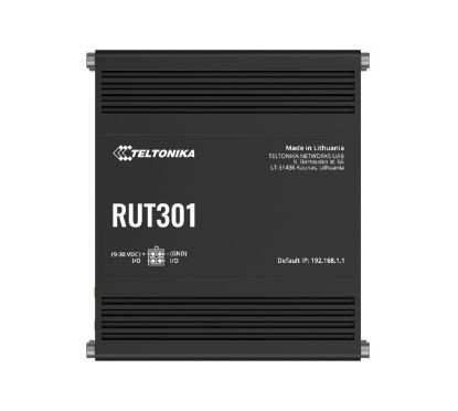 Picture of Teltonika RUT301 Industrial Ethernet Router, Rugged Industrial Ethernet Router, 5 Ethernet Ports, 2 Configurable Digital Inputs/Outputs, PSU included