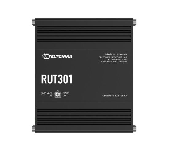 Picture of Teltonika RUT301 Industrial Ethernet Router, Rugged Industrial Ethernet Router, 5 Ethernet Ports, 2 Configurable Digital Inputs/Outputs, PSU included