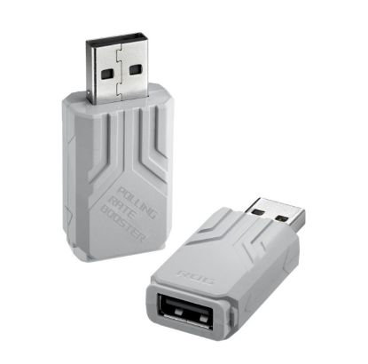Picture of ASUS ROG Polling Rate Booster White, up to true 8000 Hz wireless polling rates when used with compatible ROG mice and keyboards.