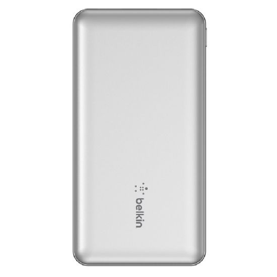 Picture of Belkin BoostCharge 10k mAh Power Bank (3 Port) - Silver (BPB011btSL),2xUSB-A (12W), 1xUSB-C (15W), USB-C to USB-A Cable,LED Indicator,2 Years Warranty