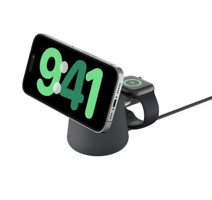Picture of Belkin BoostCharge Pro 2-in-1 Wireless Charging Dock 15W With Qi2 - Black (WIZ027auH36), 30W USB-C PSU, 1.5m With USB-C Cable, 2 Years Warranty