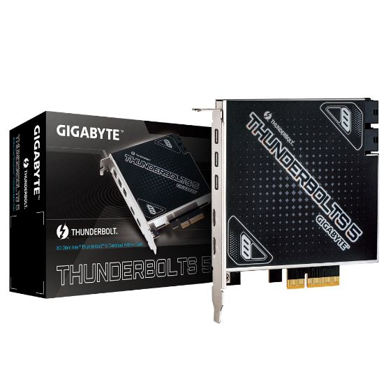 Picture of Gigabyte CARD THUNDERBOLTS 5 1.0 add-in card​, Intel® JHL9580 Thunderbolt™ 5 controller​, Dual Thunderbolt™ 5 Ports, up to 80 Gb/s bi-directional
