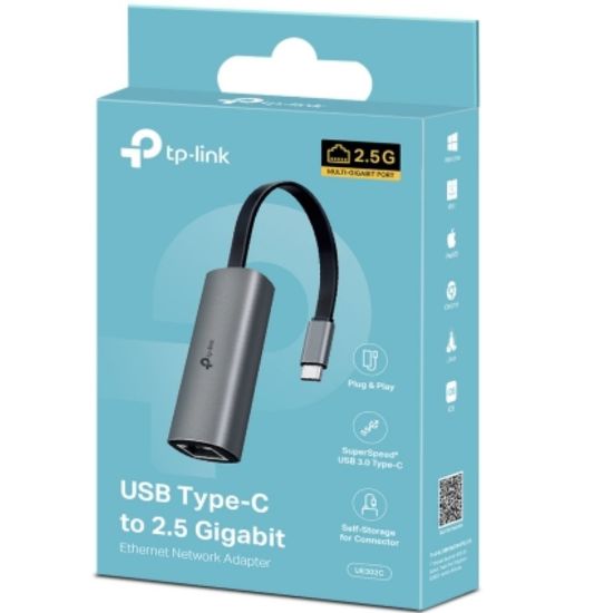 Picture of TP-Link UE302C USB Type-C to 2.5 Gigabit Ethernet Network Adapter, 1×USB 3.0 Type-C Connector, 1×2.5 Gigabit Ethernet Port, Foldable and Portable Desi