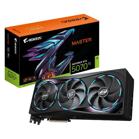 Picture of Gigabyte AORUS GeForce RTX™ 5070 Ti MASTER 16G, 2670 MHz, CUDA 8960, 28 Gbps, GDDR7, 256 bi,t PCI-E 5.0, PSU 750W, DisplayPort 2.1b x3 HDMI 2.1b x1