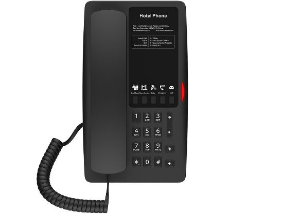 Picture of FANVIL, H4 Hotel IP Phone, Black, Cost-effective hotel IP phone, HD voice, 0/100Mbps Ethernet, and PoE, 5 programmable soft keys