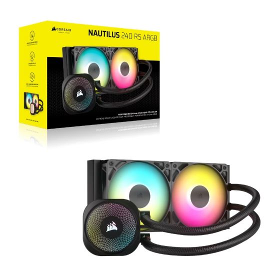 Picture of Corsair NAUTILUS 240 RS ARGB Liquid CPU Cooler - Black 240mm Rad, 2x PWM fans, RGB, Copper Cold Plate, 400mm Tubing, Intel & AMD Support