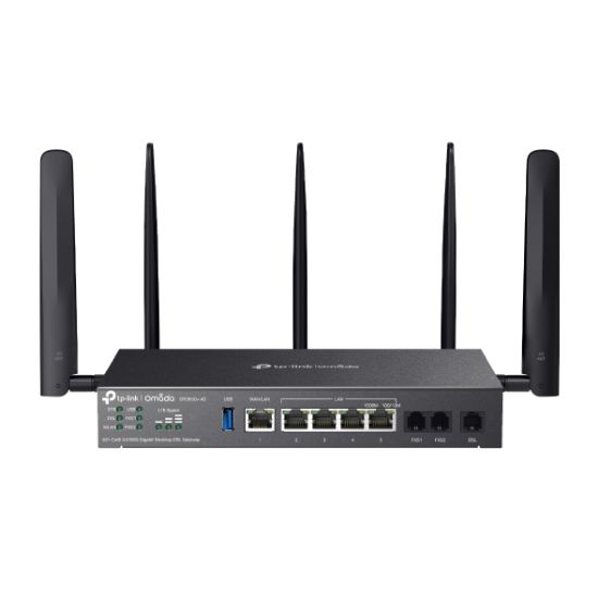 Picture of TP-Link DR3650v-4G Omada 4G+ Cat6 AX3000 Wi-Fi 6 Gigabit Desktop DSL Gateway, 574Mbps@2.4GHz + 2402Mbps@5GHz(HE160), VDSL2 350 350/60, VoIP